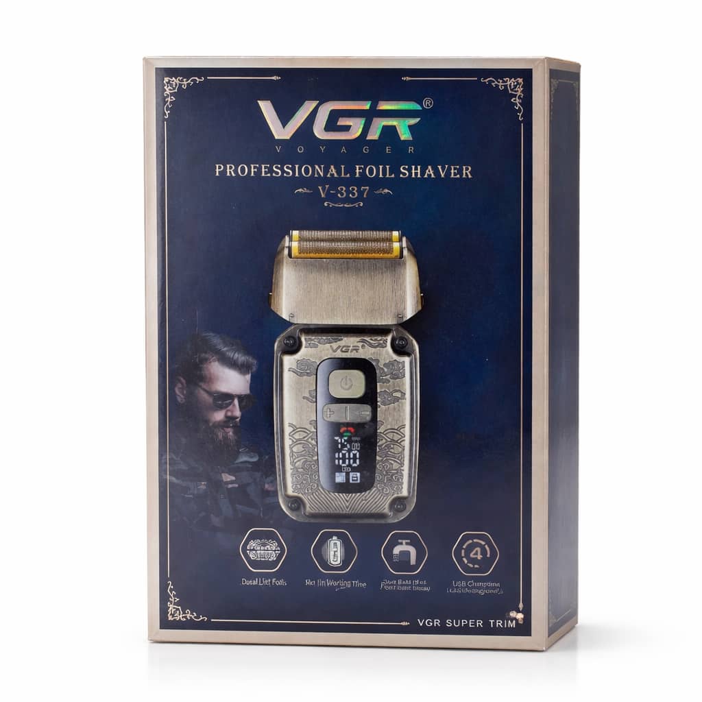 شیور حرفه‌ای وی‌جی‌آر VGR مدل V-337 | فویلی فلزی با نمایشگر دیجیتال LED