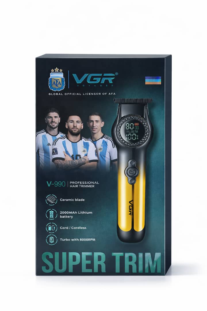 ماشین اصلاح موی سر و صورت VGR مدل V-990 | حرفه‌ای، دیجیتال، موتور توربو 8000 دور