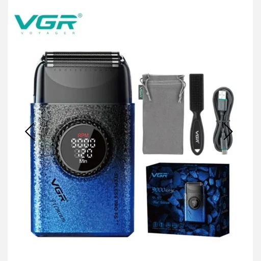 ریش‌تراش فویلی وی‌جی‌آر VGR مدل V-377 Blue Edition موتور 9000RPM شارژیشارژ Type-C