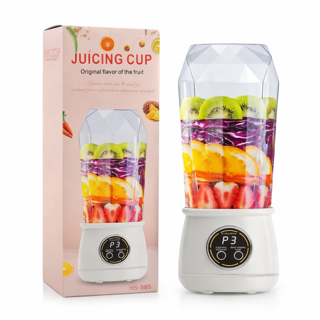 مخلوط‌کن و اسموتی‌ساز شارژی قابل‌حمل Juicing Cup مدل HS-885 | لیوانی، دیجیتال، مناسب باشگاه و سفر