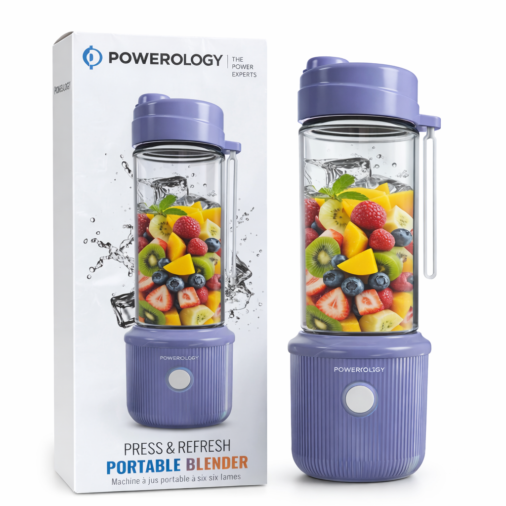 مخلوط‌کن شارژی پرتابل پاورولوژی Powerology Press & Refresh | بلندر قابل حمل 6 تیغه