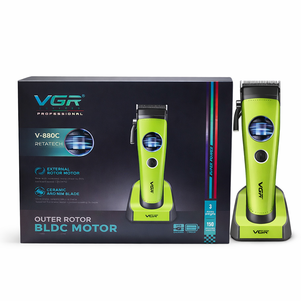ماشین اصلاح موی سر و صورت وی‌جی‌آر VGR V-880C موتور BLDC روتاری | شارژی و حرفه‌ای