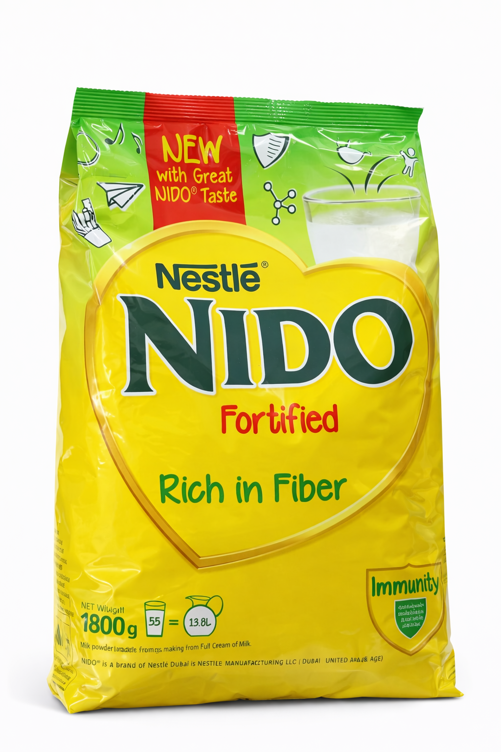 شیرخشک نیدو نستله Nestlé NIDO Fortified Rich in Fiber وزن 1800 گرم (امارات)