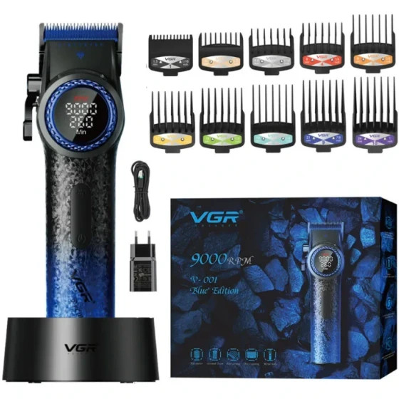 ماشین اصلاح سر و صورت وی جی آر VGR مدل V-001 Blue Edition | تریمر حرفهای