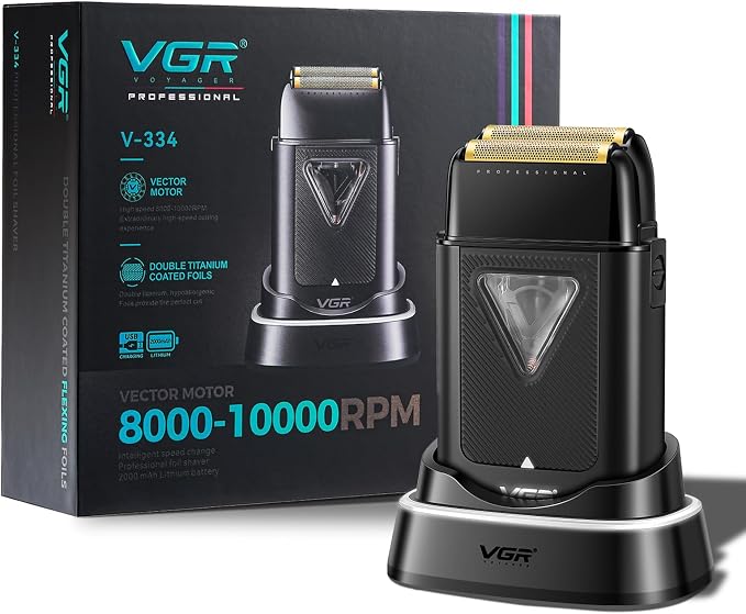 ماشین اصلاح و شیور فویلی سر و صورت VGR V-334 | موتور 10000 دور، باتری 2000 میلی‌آمپر