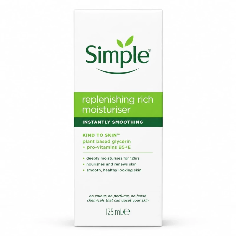 مرطوب کننده و آبرسان ریچ سیمپل Simple مدل Replenishing Rich | مناسب پوست خشک و کم‌آب