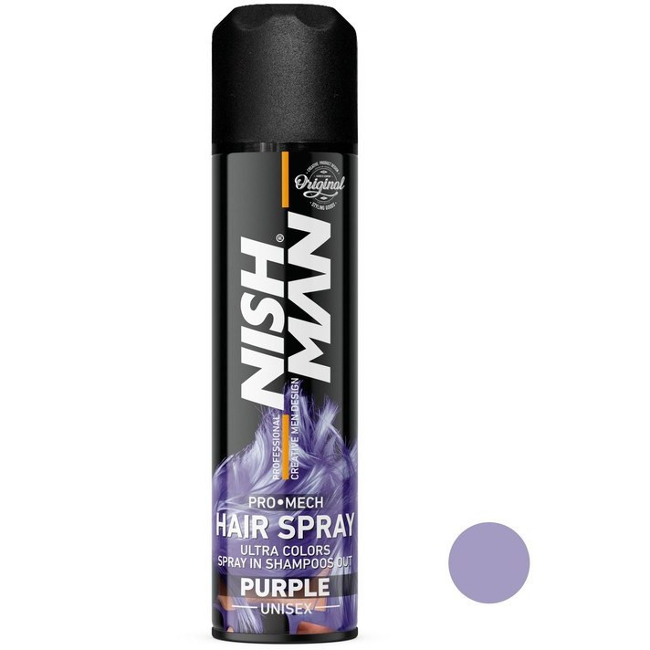 اسپری رنگ موقت مو نیشمن NISHMAN مدل PRO MECH رنگ بنفش حجم ۱۵۰ میلیلیتر