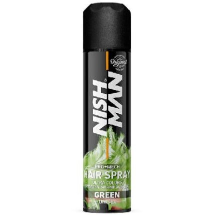 اسپری رنگ موقت مو نیشمن NISHMAN مدل Green رنگ سبز حجم ۱۵۰ میلیلیتر