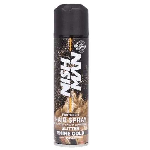 اسپری رنگ مو نیشمن NISHMAN مدل Hair Spray Gold اکلیل طلایی حجم ۱۵۰ میلی‌لیتر