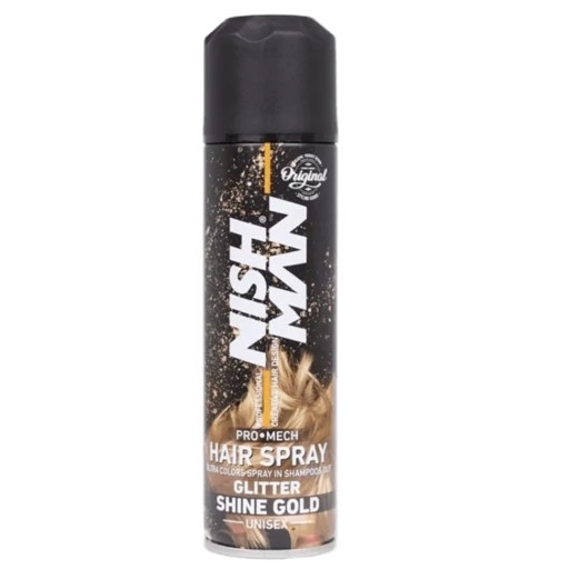 اسپری رنگ مو نیشمن NISHMAN مدل Hair Spray Gold اکلیل طلایی حجم ۱۵۰ میلیلیتر