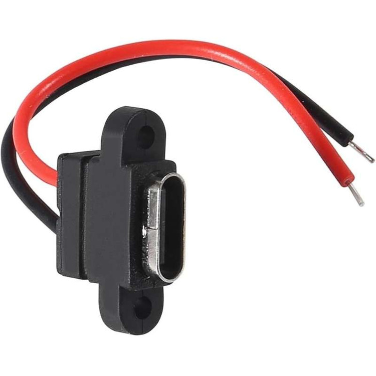 کانکتور USB Type-C مادگی روپنلی پیچخور ۹۰ درجه سیمدار | مناسب تبدیل درگاه شارژ ماشین اصلاح